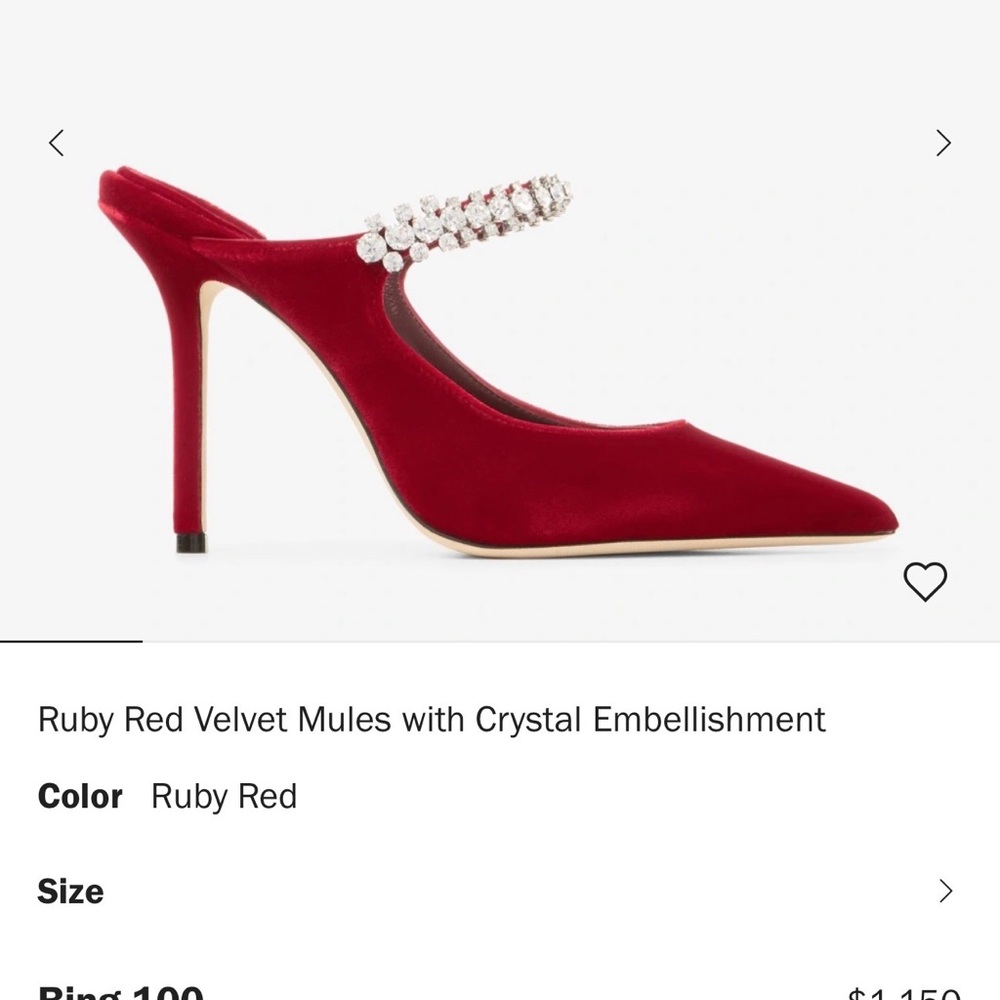 Jimmy Choo Red Velvet Heels with Crystal Embellishments - Picture 7 of 7